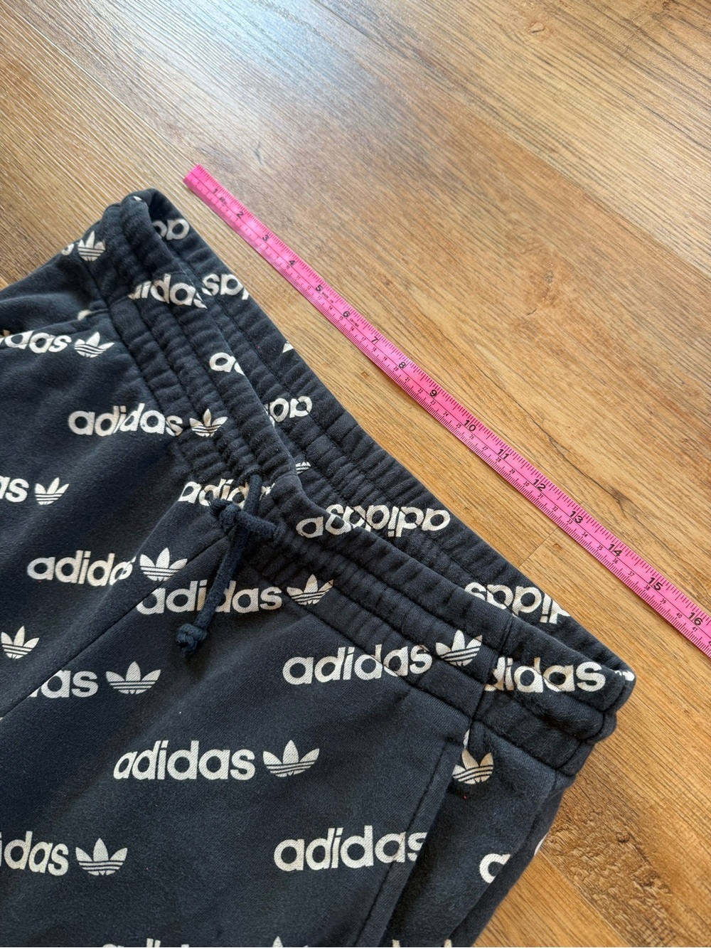 adidas Black Joggers with Allover White Logo Print Women’s Large - Picture 4 of 5